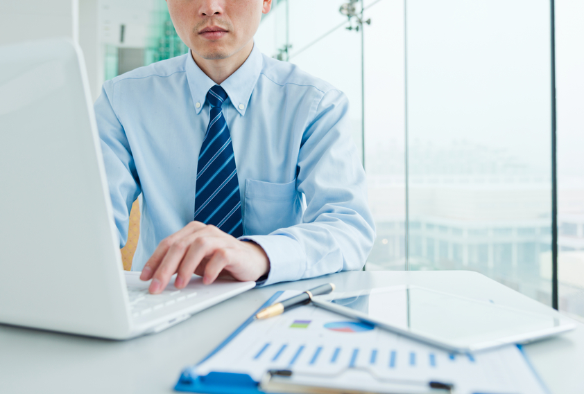 Businessman working at his desk.