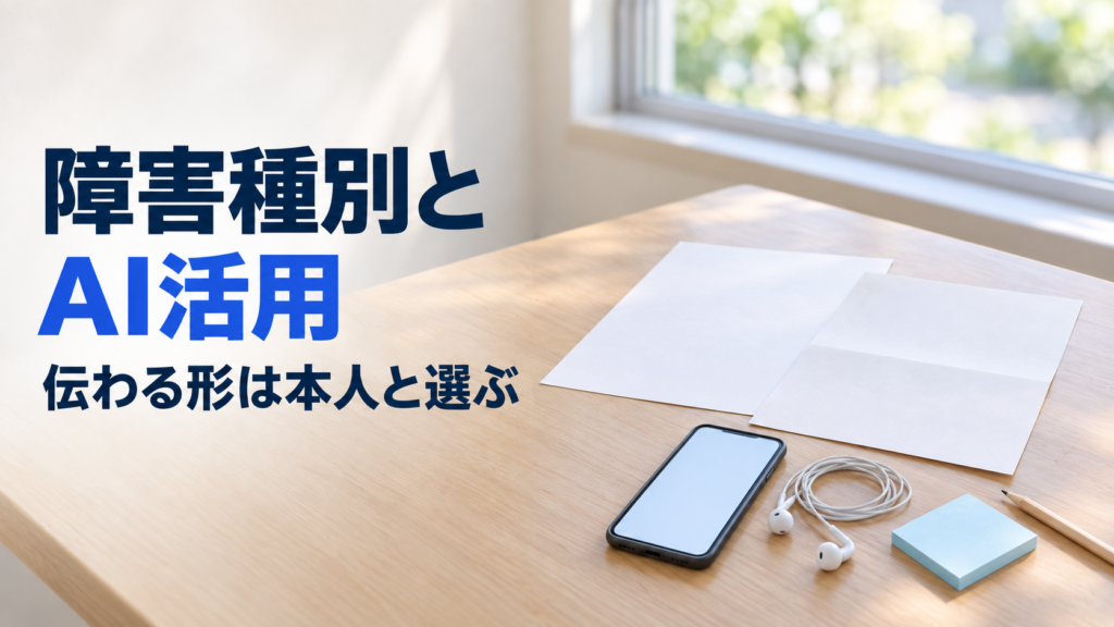 障害種別ごとのAI活用の勘所、情報の受け取り方と伝え方を本人と確かめる